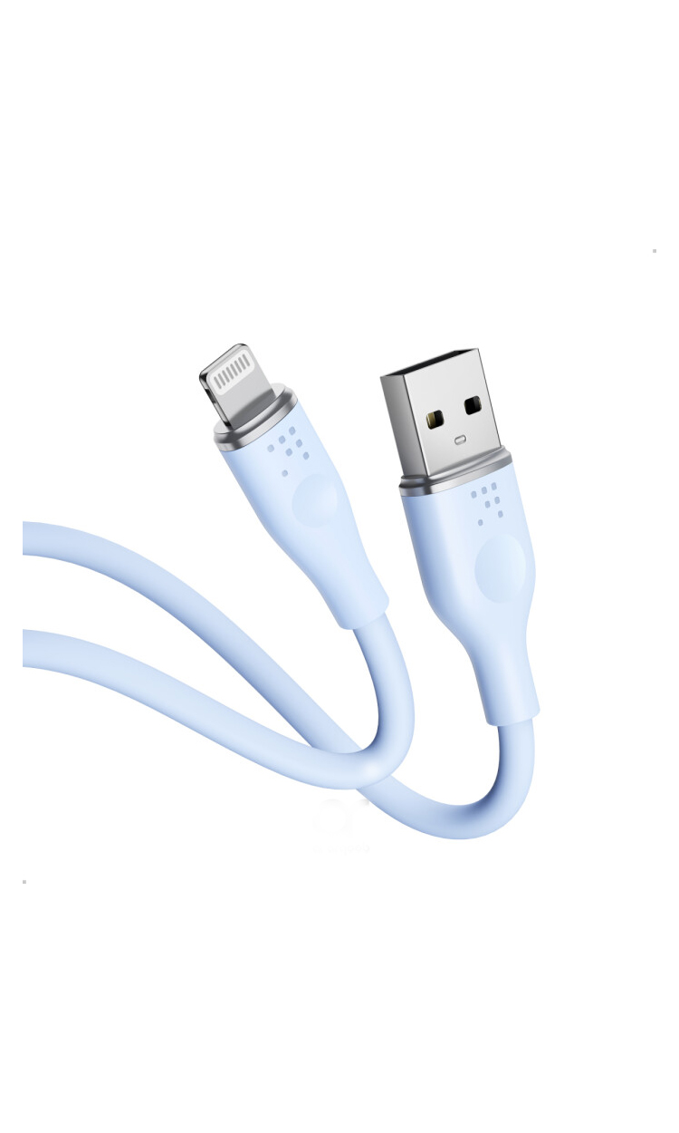 كابل فولتمي باور لينك السيليكون USB A إلى لايتنج 3A / 1.2M موصل من سبائك الزنك / أزرق