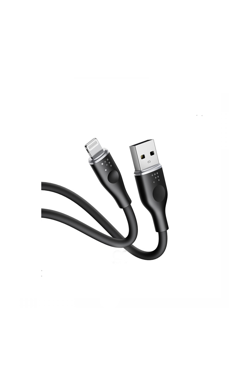 كابل فولتمي باور لينك السيليكون USB A إلى لايتنج 3A / 1.2M موصل من سبائك الزنك / أسود